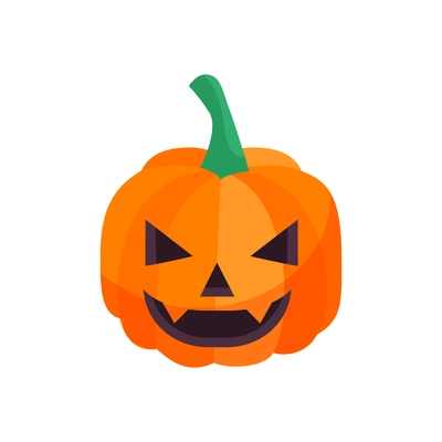 Isometric halloween party composition with isolated image of carved pumpkin character vector illustration