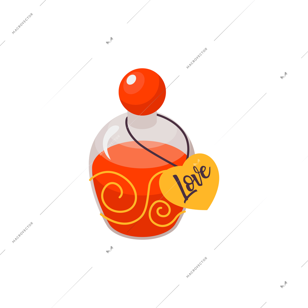 Isometric halloween party composition with ornate jar with love potion liquid vector illustration