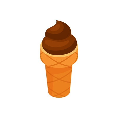 Isometric ice cream composition with chocolate ice cream in wafer batch vector illustration