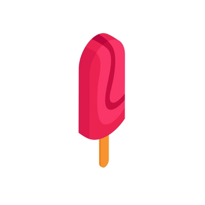 Isometric ice cream composition with red icecream on stick isolated on blank background vector illustration