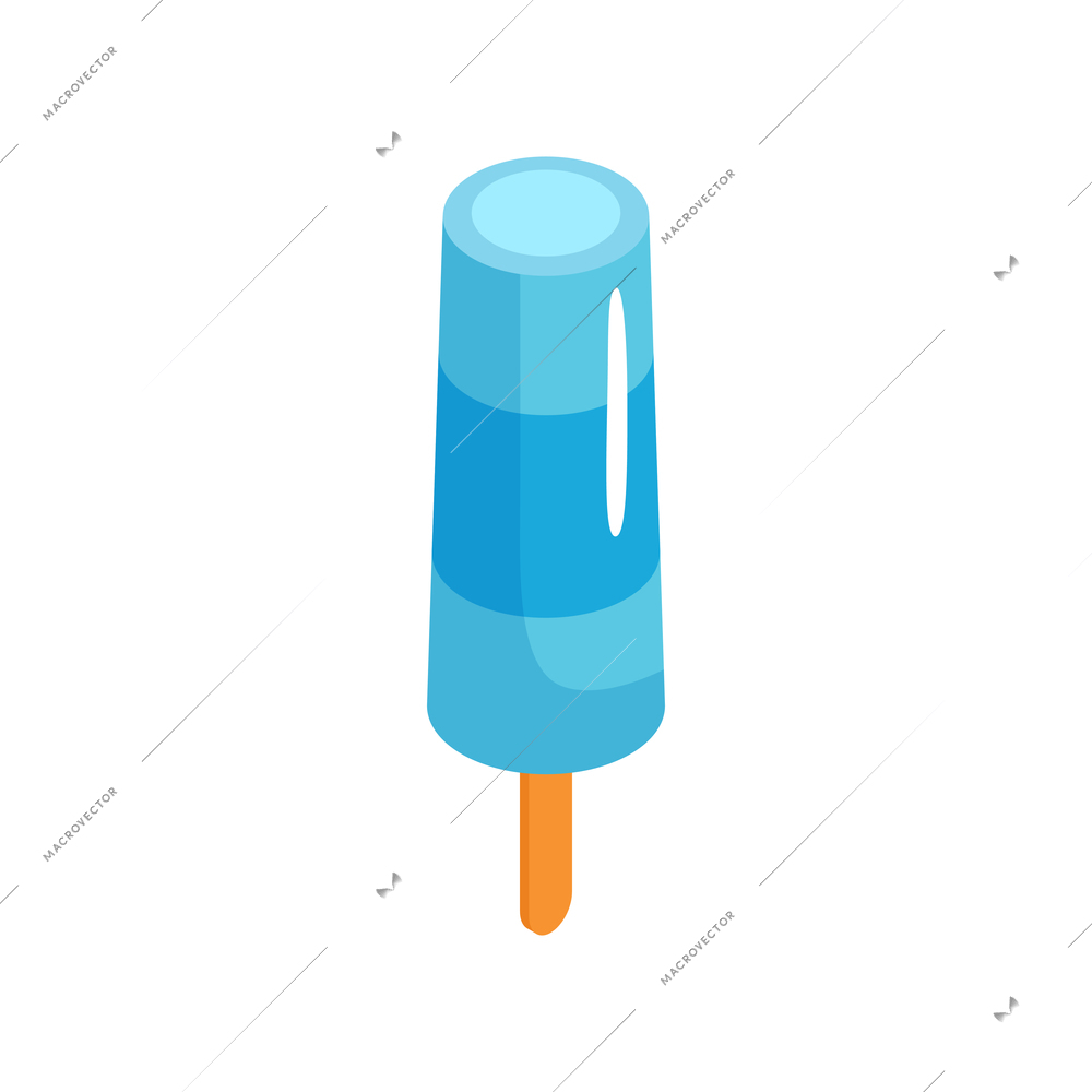 Isometric ice cream composition with blue icecream on stick isolated on blank background vector illustration