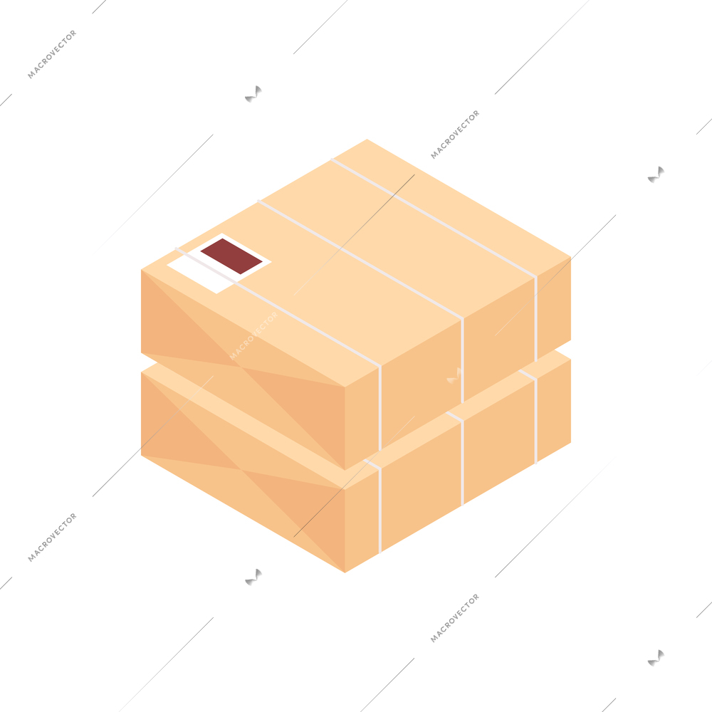 Isometric wooden furniture production process composition with wooden goods packed for shipping vector illustration