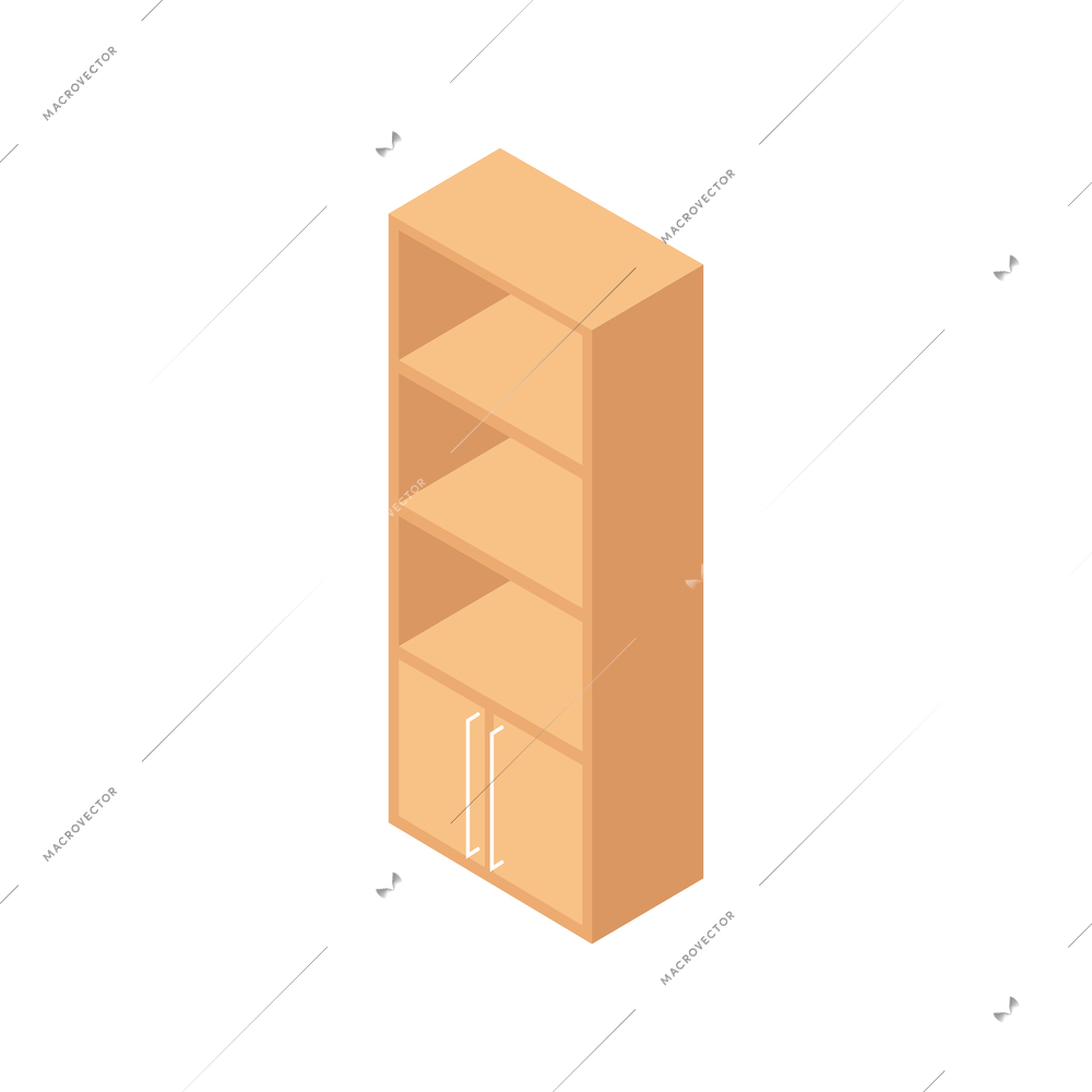 Isometric wooden furniture composition with cabinet on blank background vector illustration