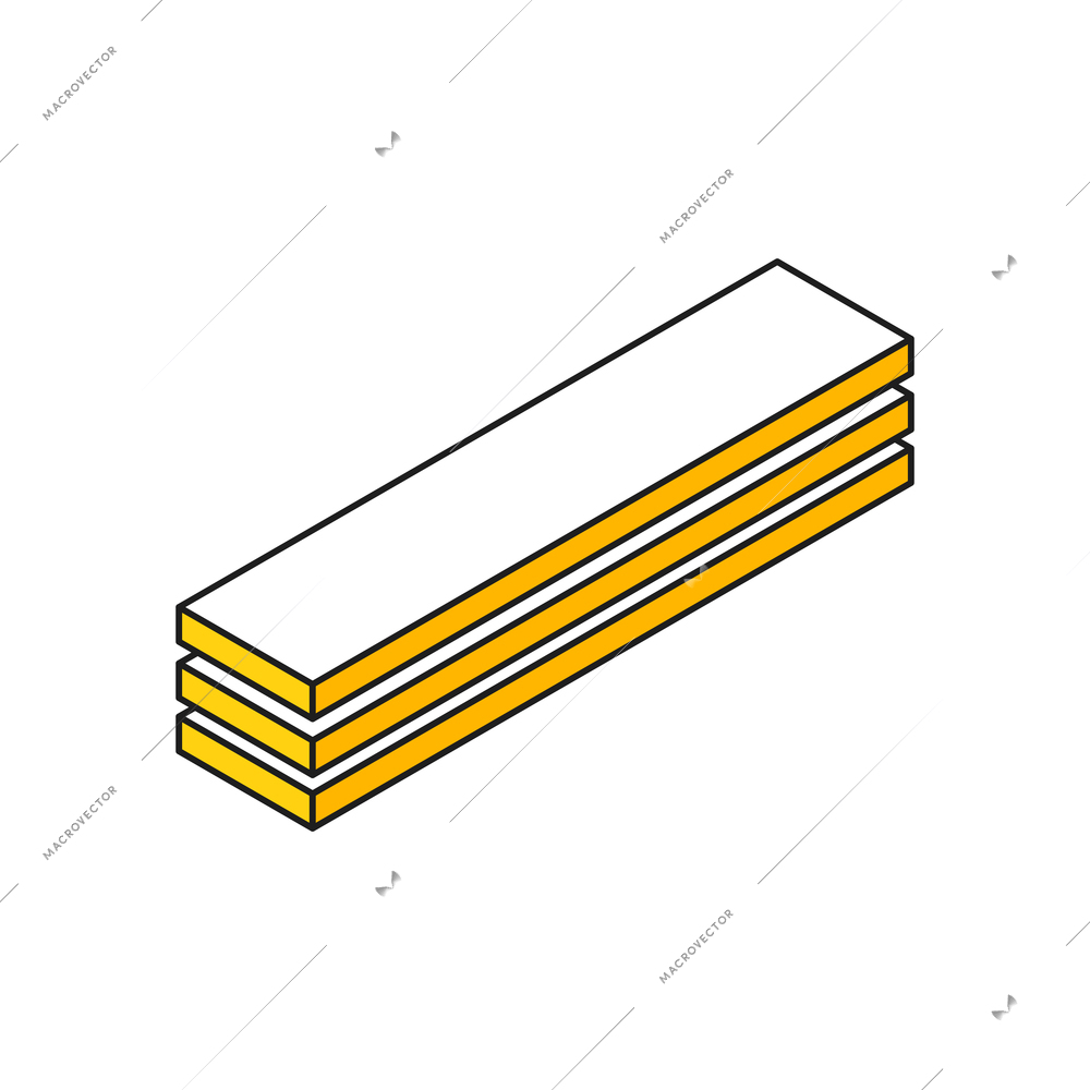 Isometric building engineering outline composition with stack of sawn timber vector illustration