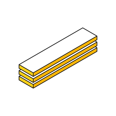 Isometric building engineering outline composition with stack of sawn timber vector illustration