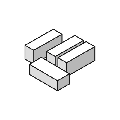 Isometric building engineering outline composition with bunch of white bricks vector illustration