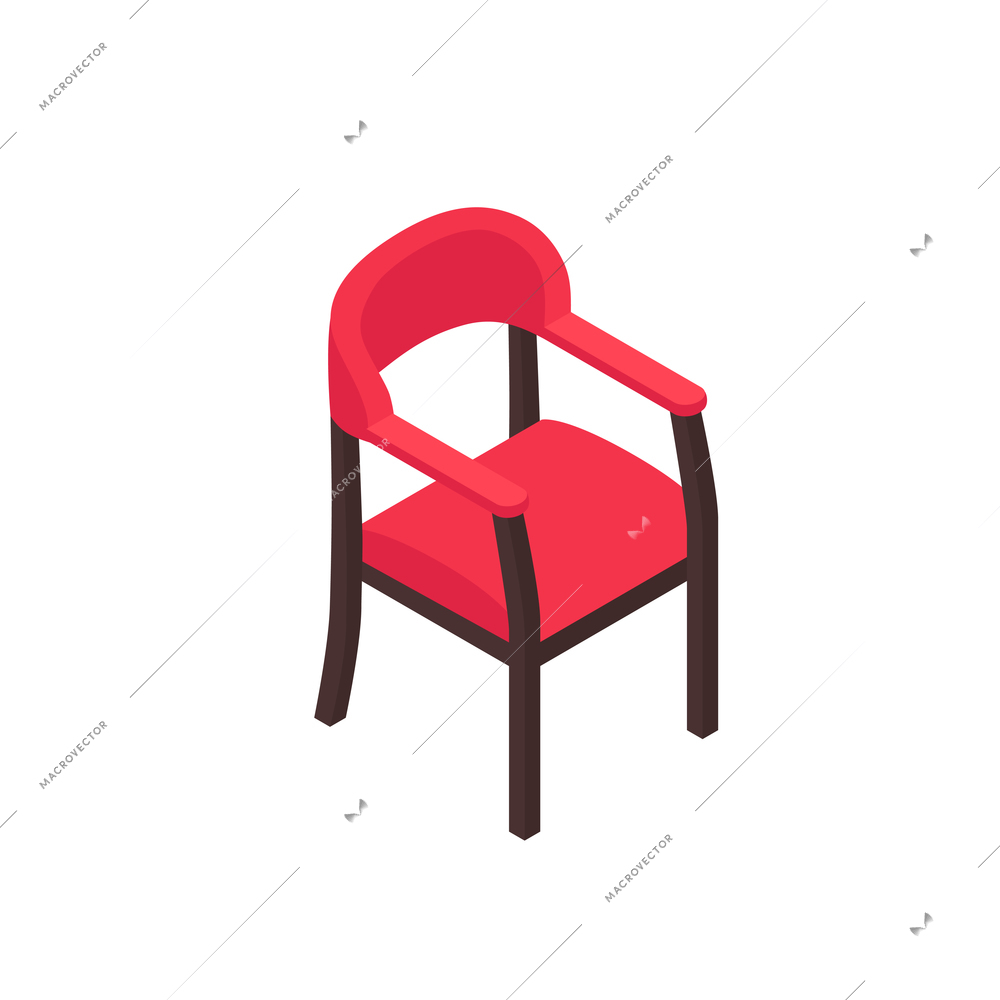 Isometric conference hall presentation composition with isolated image of chair vector illustration