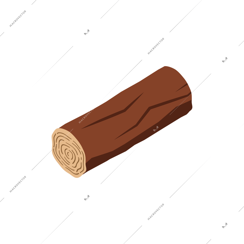 Isometric composition with isolated image of tree trunk vector illustration