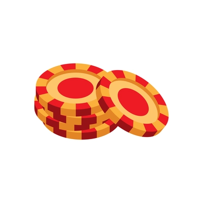 Isometric online casino composition with gaming chips isolated on blank background vector illustration