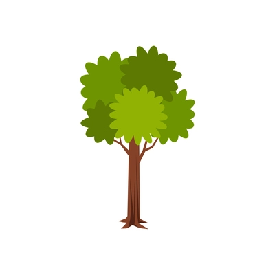 Isometric composition with isolated image of tree with trunk and leaves vector illustration