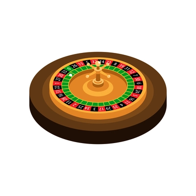 Isometric online casino composition with isolated image of round roulette vector illustration