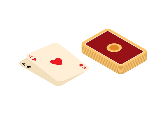 Isometric online casino composition with isolated decks of gaming cards on blank background vector illustration