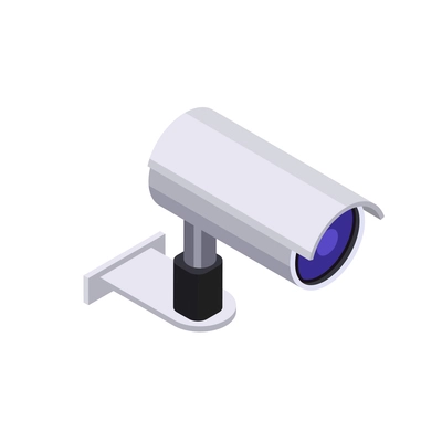 Isometric composition with surveillance camera on pedestal with stem vector illustration