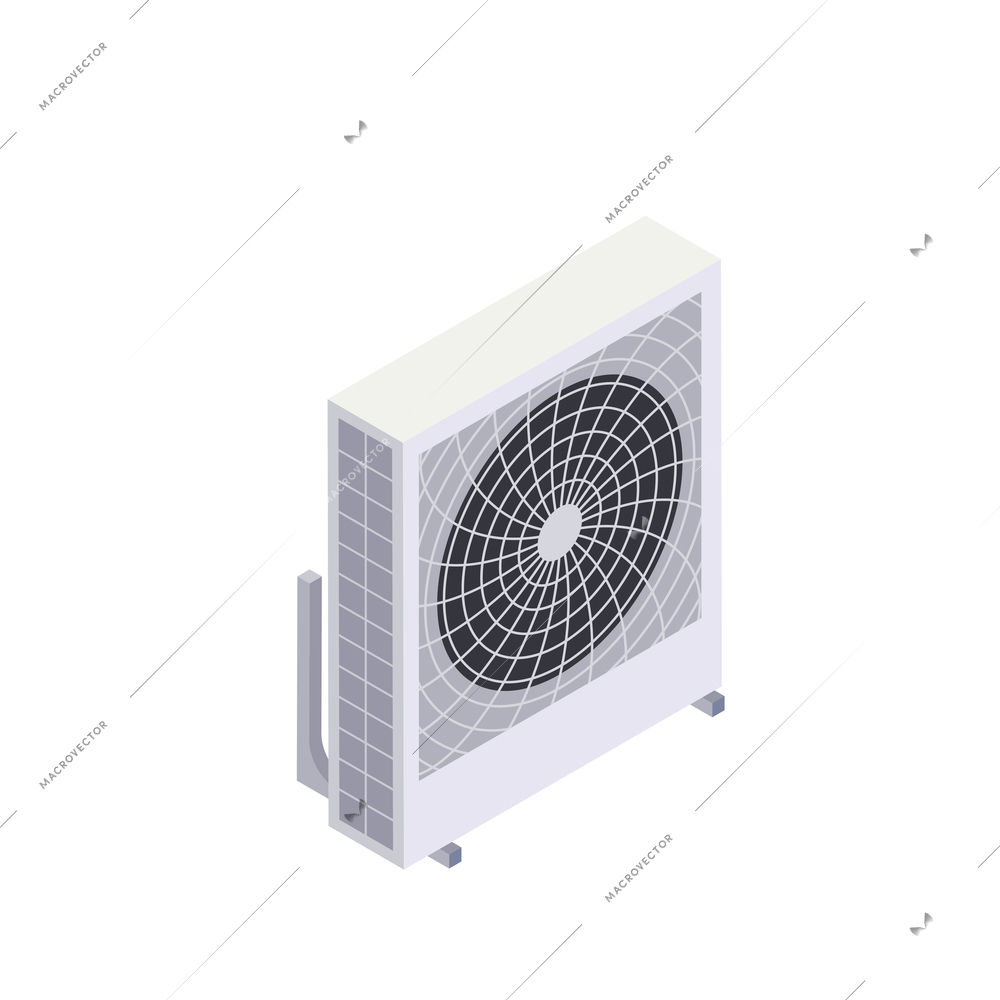 Isometric composition with square panel for external air conditioner vector illustration