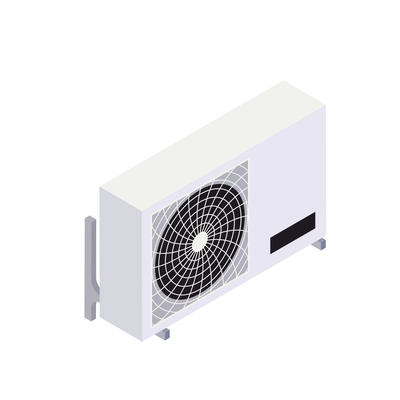 Isometric composition with air conditioner external unit on blank background vector illustration