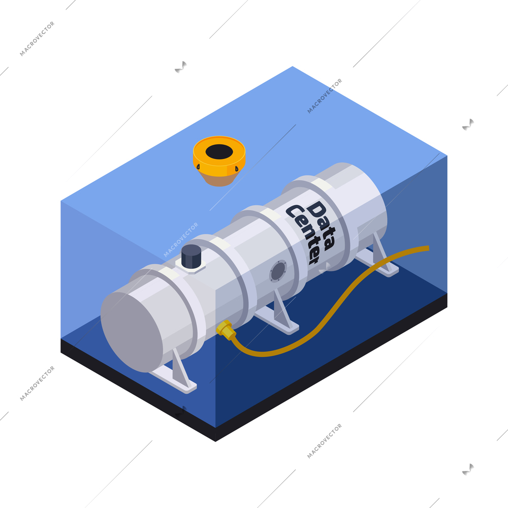 Data center isometric composition with cistern container in box vector illustration