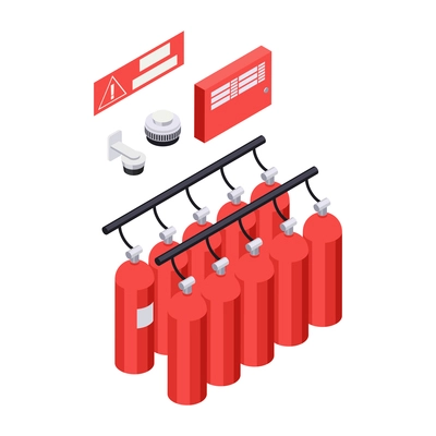 Data center isometric composition with set of cooling devices and wires vector illustration