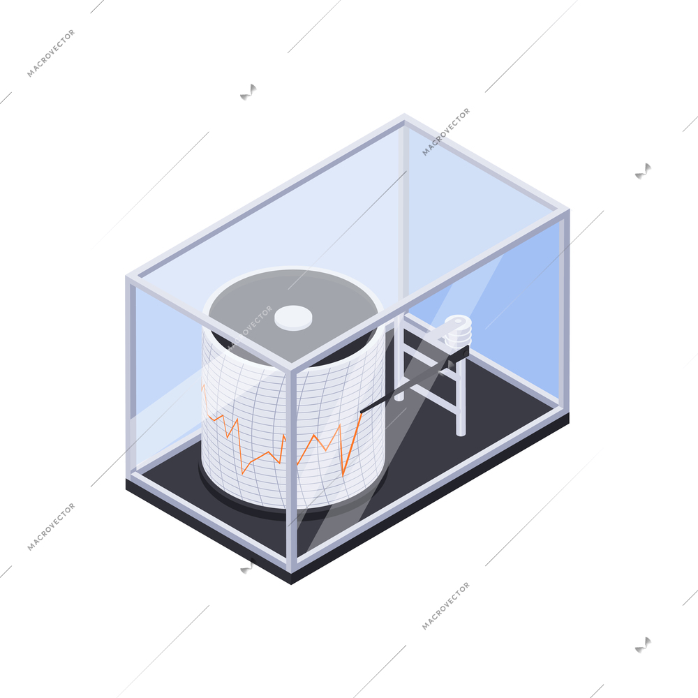 Meteorology weather forecast isometric composition with view of transparent box with electronics vector illustration