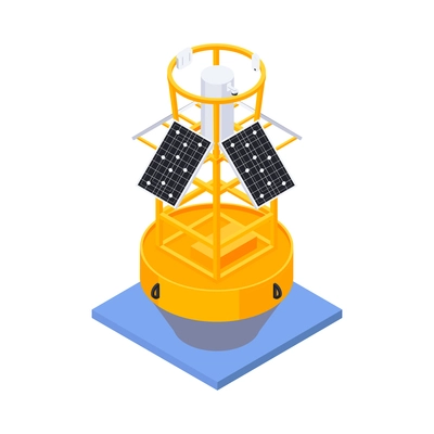 Meteorology weather forecast isometric composition with floating buoy with scanners vector illustration