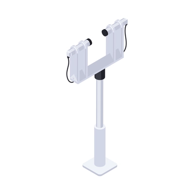 Meteorology weather forecast isometric composition with column and mounted transmitters vector illustration