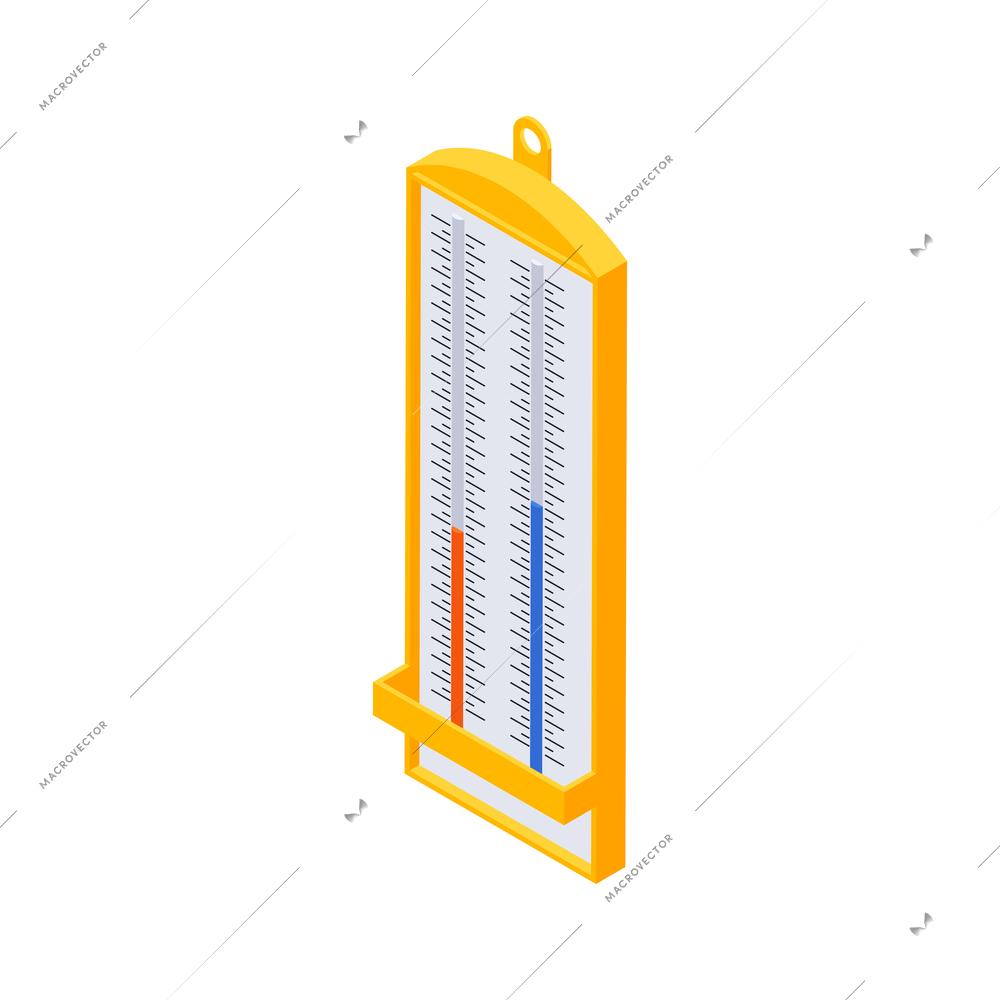 Meteorology weather forecast isometric composition with view of barometer with linear gauge vector illustration