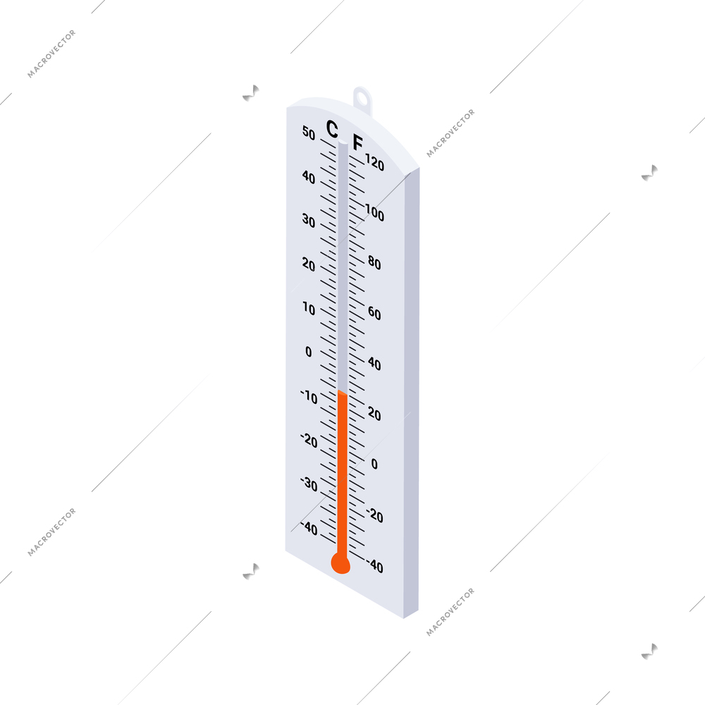 Isometric composition with image of street thermometer for outdoor use checking weather vector illustration