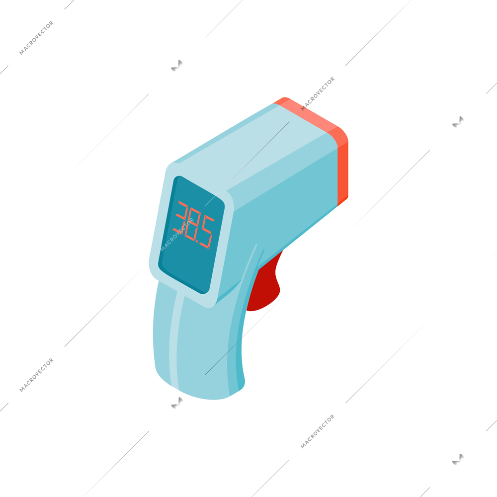 Isometric composition with isolated image of contactless thermometer vector illustration