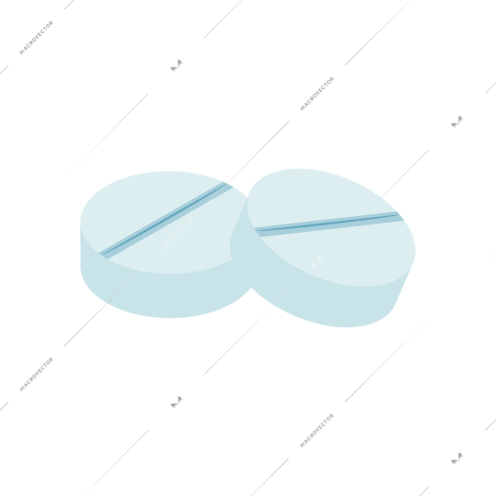 Isometric composition with view of two round pills on blank background vector illustration