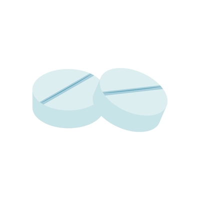 Isometric composition with view of two round pills on blank background vector illustration