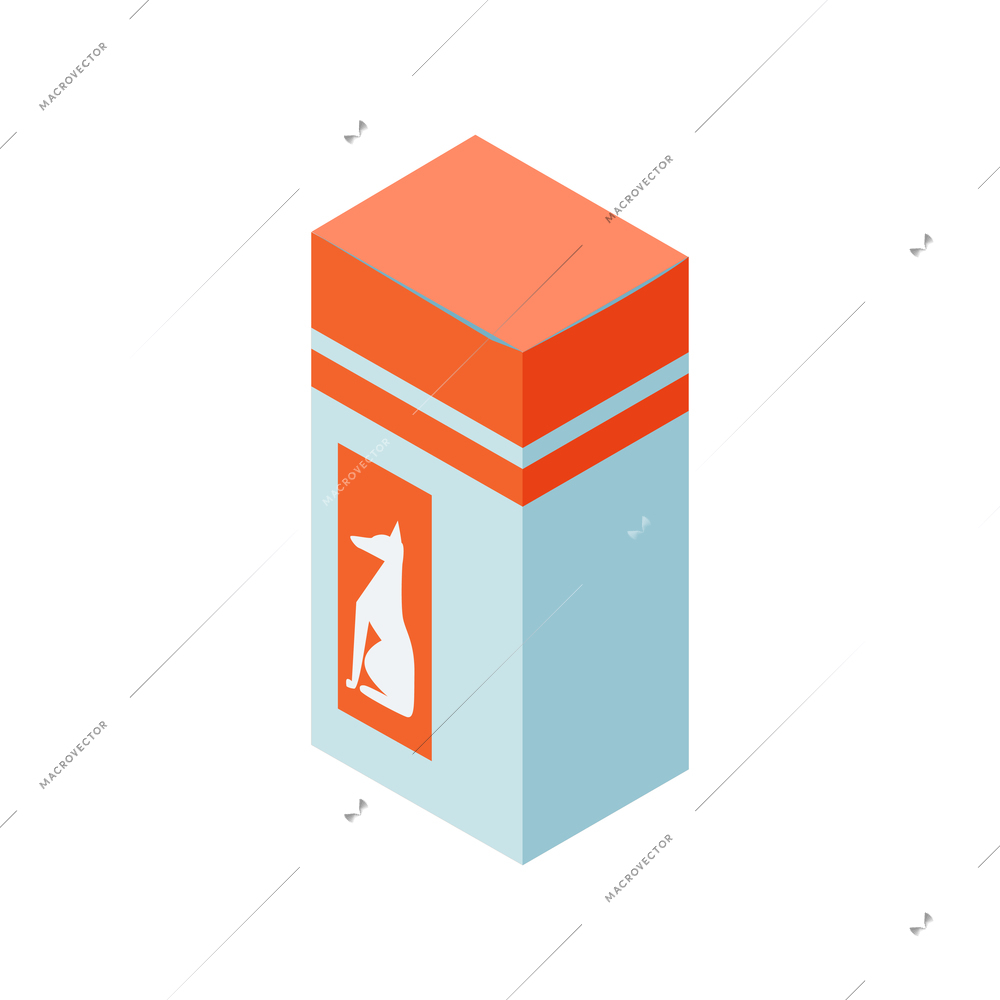 Isometric veterinary composition with carton package for dogs medicine vector illustration