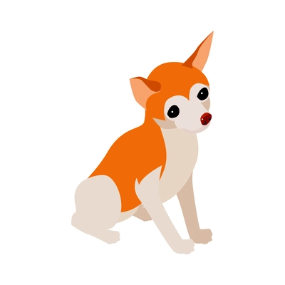 Isometric composition with isolated image of puppy on blank background vector illustration