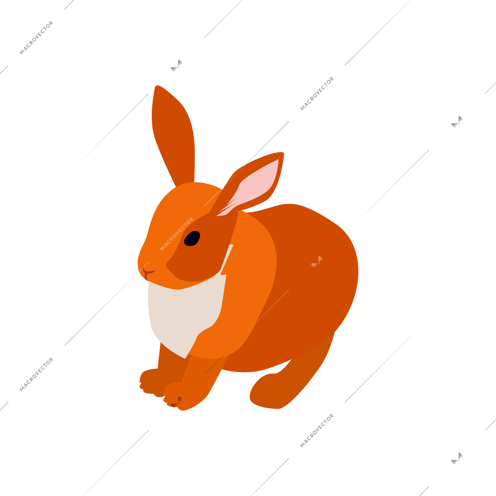 Isometric composition with isolated image of rabbit on blank background vector illustration