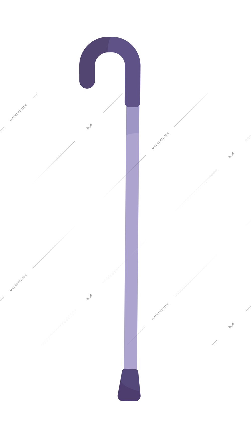 Fracture flat composition with isolated image of walking stick for injured and elderly people vector illustration