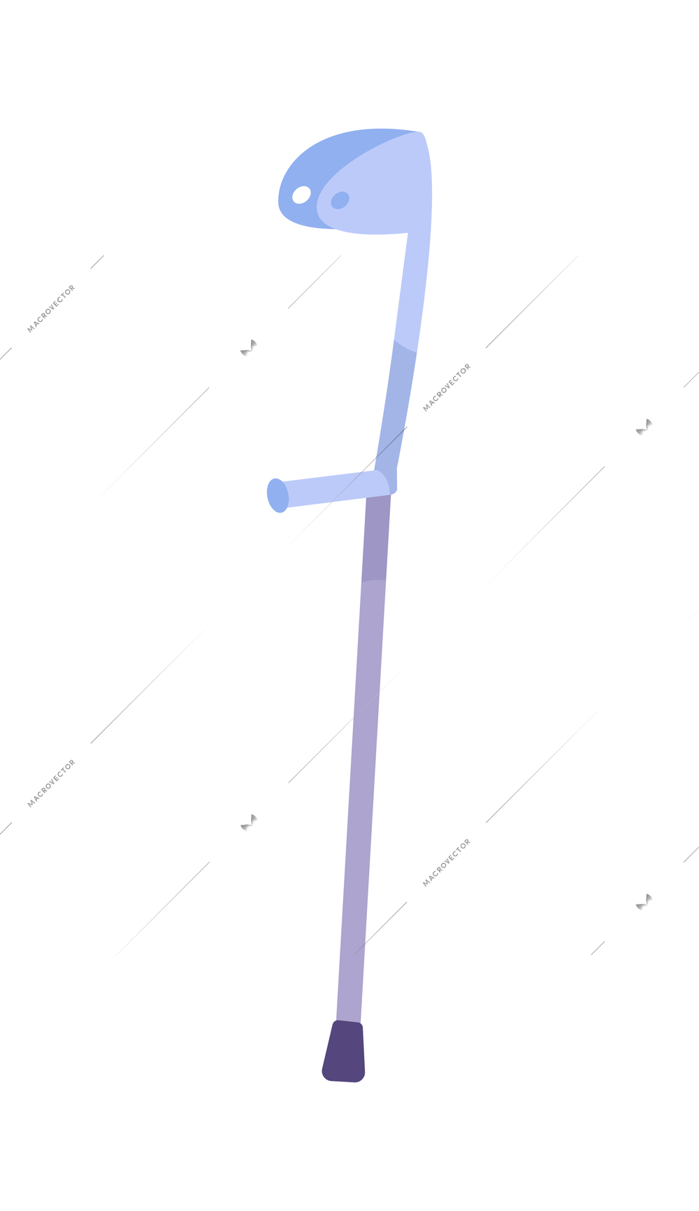 Fracture flat composition with isolated image of crutch on blank background vector illustration