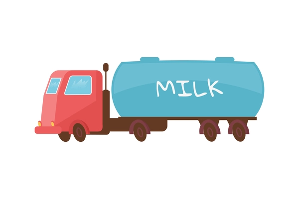 Dairy products production composition with isolated image of cistern truck carrying milk vector illustration