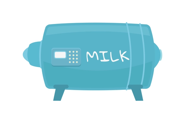 Dairy products production composition with flat image of huge canister of milk with numeric pad vector illustration