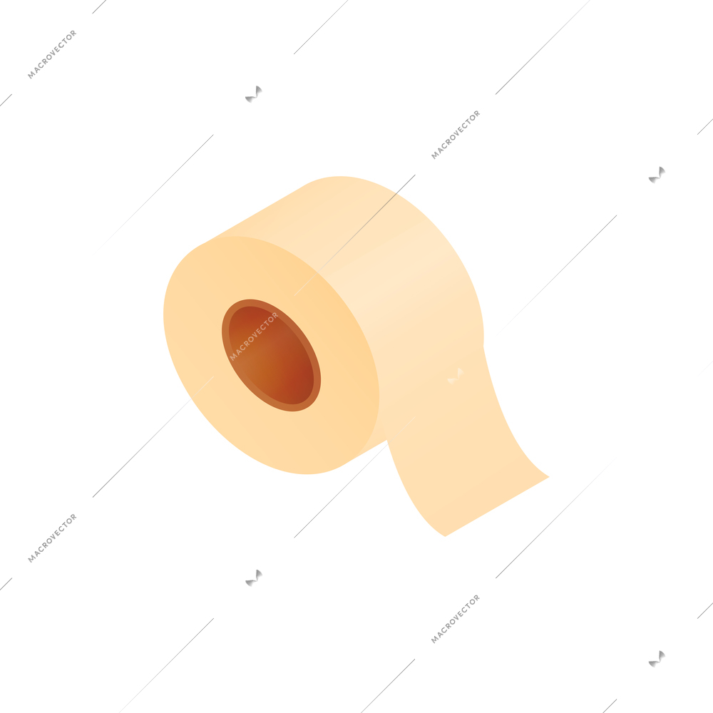 Isometric cardboard box composition with isolated image of sticky tape bobbin vector illustration