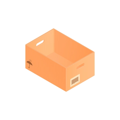 Isometric cardboard box composition with lower half of carton box container vector illustration