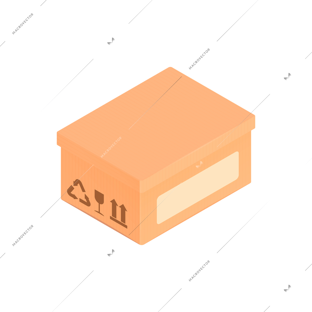 Isometric cardboard box composition with caddy carton box vector illustration