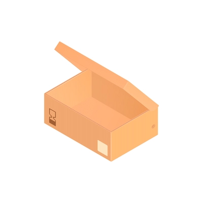 Isometric cardboard box composition with box and half opened lid vector illustration