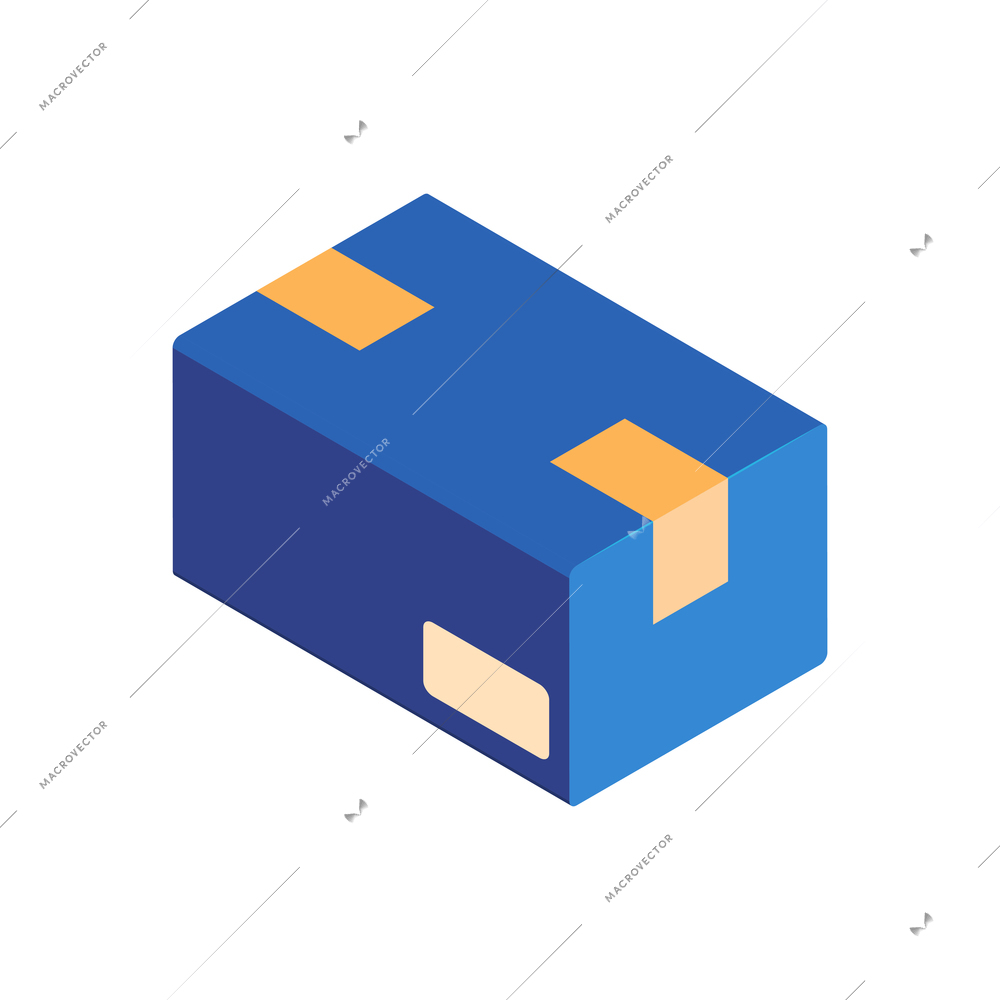 Isometric post composition with isolated image of blue postal box vector illustration