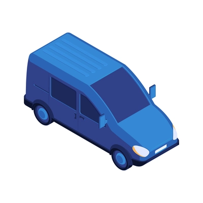 Isometric post composition with image of minivan car for delivery parcels vector illustration