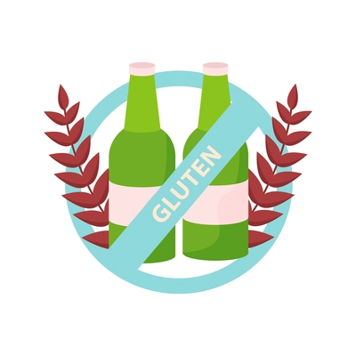 Lactose gluten intolerance diet composition with bottles of beer and prohibition sign vector illustration