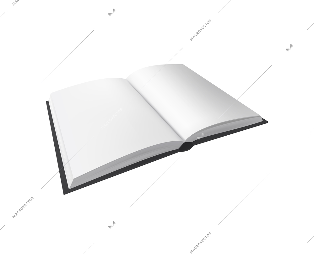 Black books mockup composition with realistic isolated image of open book vector illustration