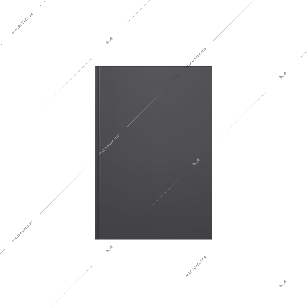 Black books mockup composition with front view of realistic grey book image vector illustration