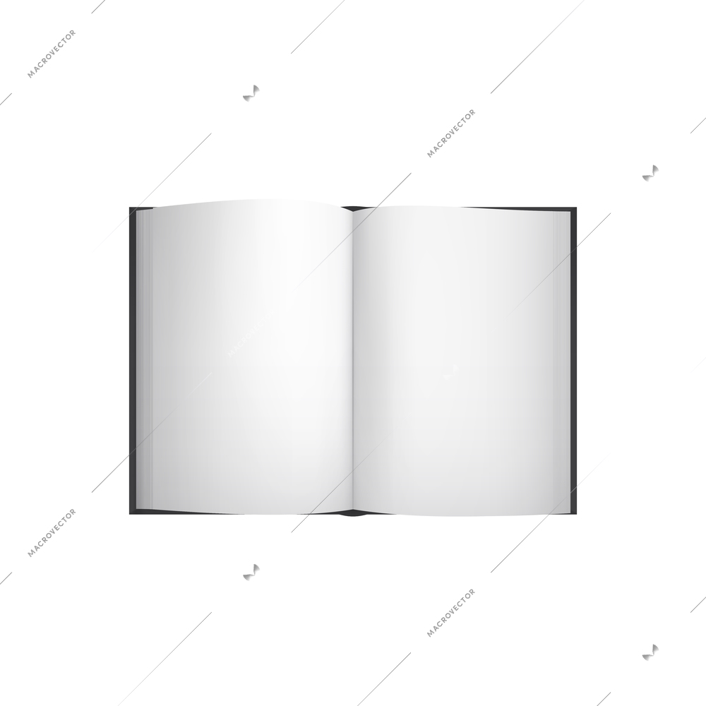 Black books mockup composition with realistic top view of opened book vector illustration