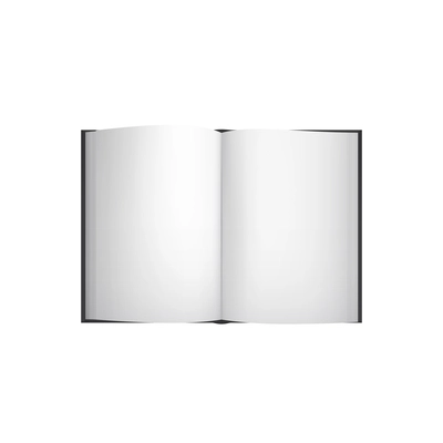 Black books mockup composition with realistic top view of opened book vector illustration