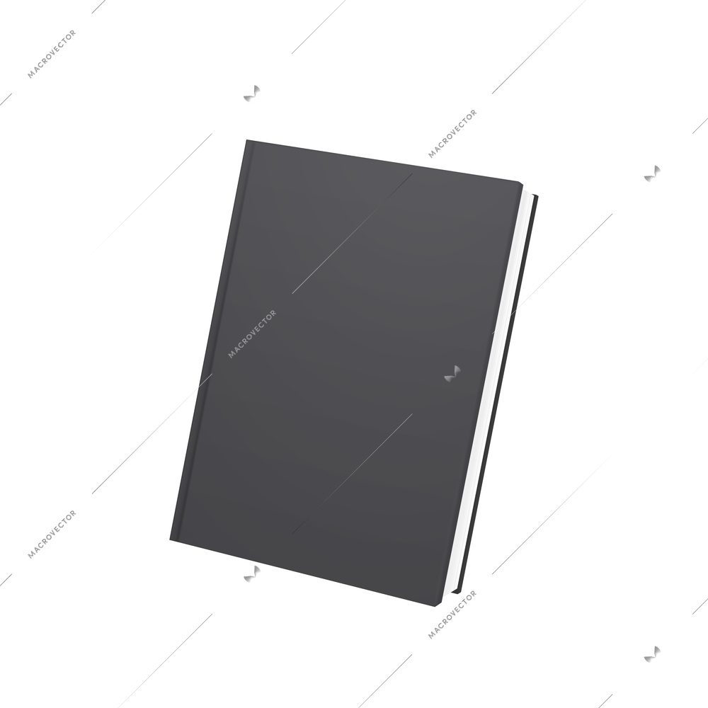 Black books mockup composition with angle view of realistic dark covered book vector illustration