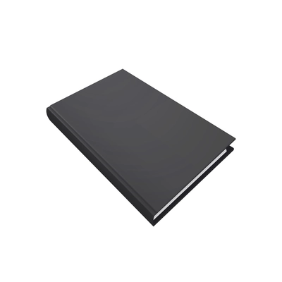 Black books mockup composition with realistic image of lying grey covered book vector illustration