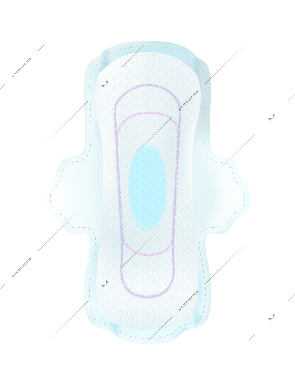 Realistic feminine hygiene composition with sanitary pad for women with wings vector illustration